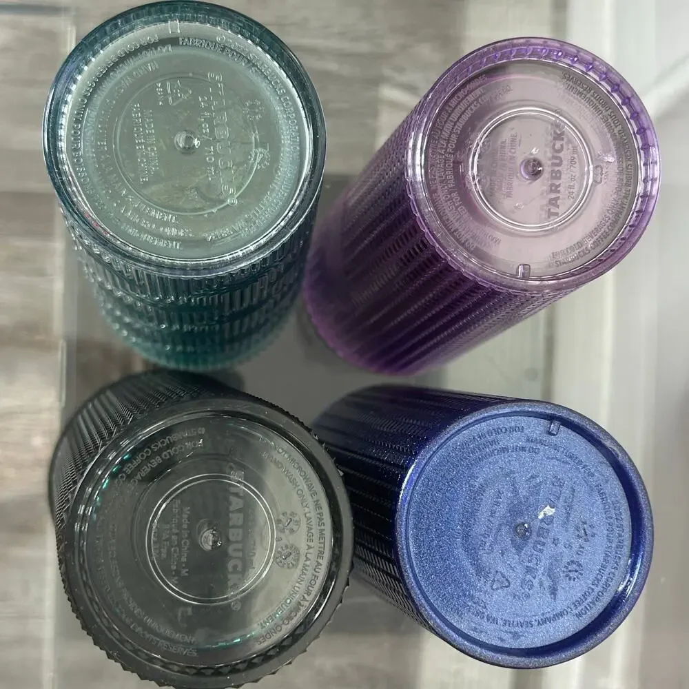 Starbucks Studded Tumbler Set 24oz Iridescent Blue Purple Green Cold Cup Lot